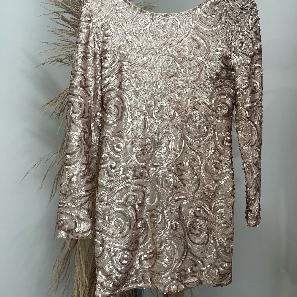Missguided Gold Sequence Dress, Size 8